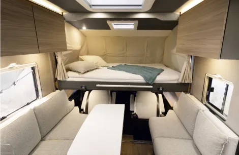 The bed inside the Dethleffs Trend I 7057
