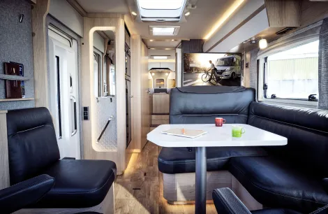 Hymer B-Class Master Line I A-class motorhome showing interior lighting concept