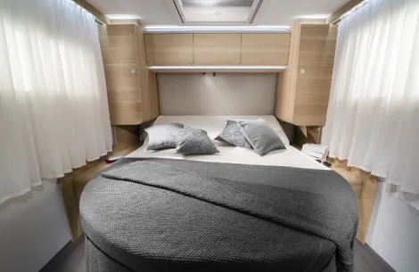 TYhe bedroom inside the Adria Matrix 60 Years Selection