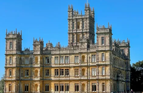 Highclere Castle in Newbury, England has most famously been used for the TV series Downton Abbey