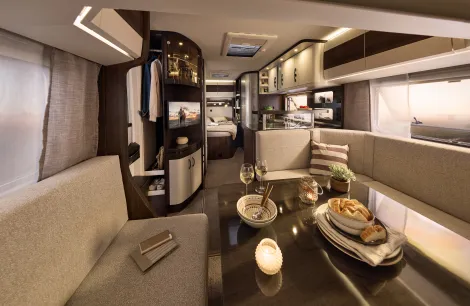 The PRESTIGE caravan with the ‘Nilton’ upholstery