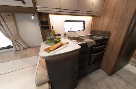 The lavish kitchen of the Buccaneer Skyliner Commodore