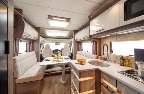 Inside the Avventura motorhome