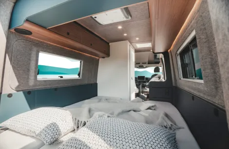 The bed inside the Eriba Car 602