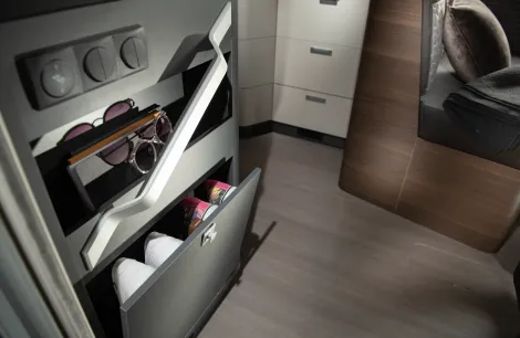 Shoe storage inside the Adria Matrix Supreme 670 DC