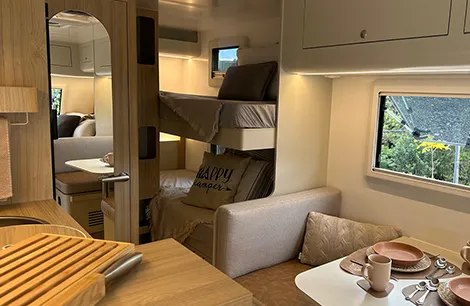Roomy double bunks inside the Apolo Premier Gold