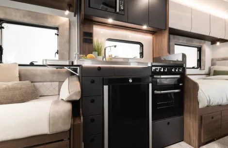The kitchen inside the Buccaneer Quantum F-4S