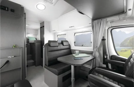 Inside an Etrusco Overcab motorhome