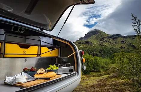 The rear pop-up back kitchen of the Icelandic MINK-S 