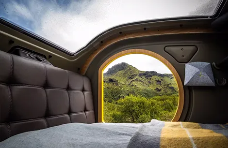 The cozy bed inside the Icelandic MINK-S 