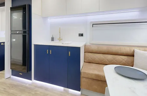 A luxury lounge and high-end apartment feel kitchen