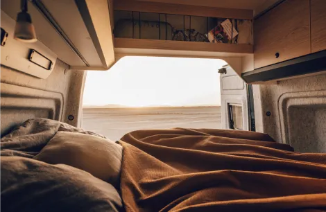 The bed inside the Sunlight IBEX