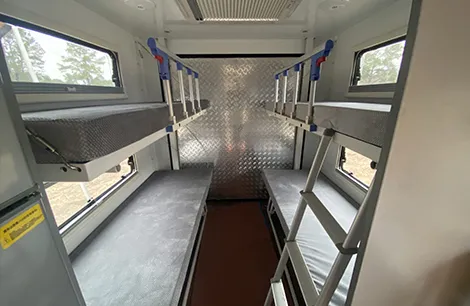 The interior four bunk beds of the Warthog from Kruger Bush Campers 
