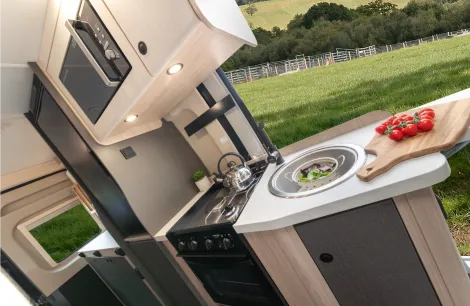 The kitchen inside the Xplore CV X9