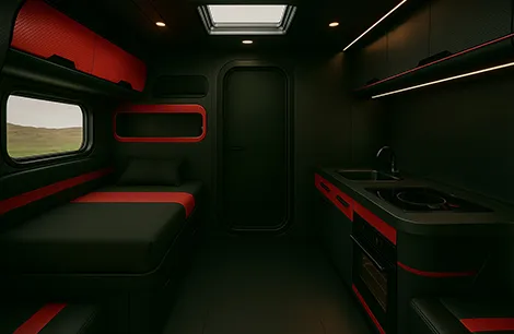 The lounge is made for F1 stars, high end, high tech and top upholstery