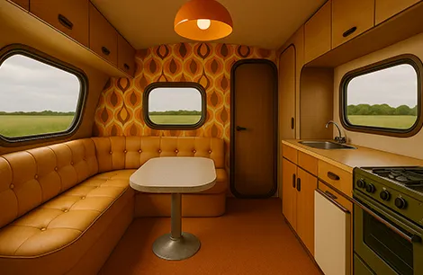 The longe is funky and well made with high end 1970s inspired upholstery
