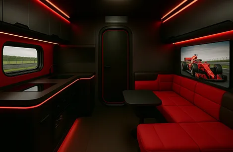 The longe is well spaced and jet-red like many F1 cars