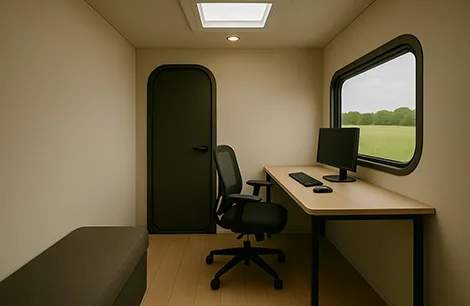 The office has all you need, a desk, bed and well that’s it