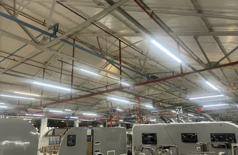 A photo of inside the Bailey caravan factory