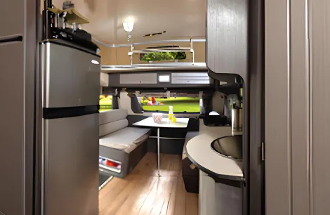 inside the Jurgens Pentra, kitchen and lounge