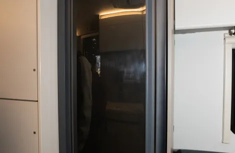 The tall Dometic fridge/freezer