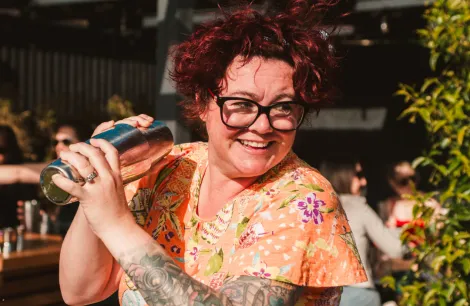 woman with cocktail shaker