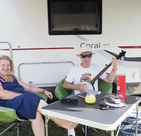 Happy campers enjoying at the South West Motorhome & Campervan Show