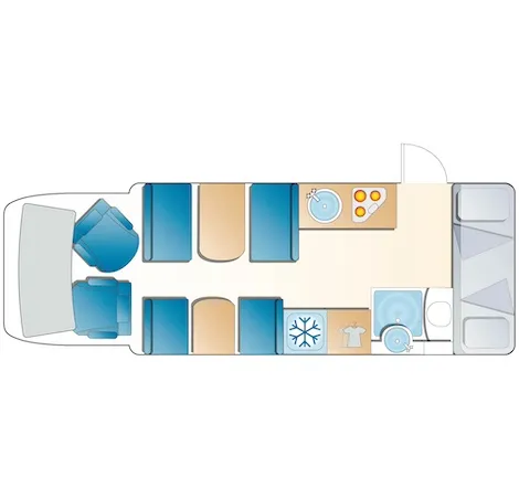 Bunk bed motorhome sample layout: Rimor Kilig 9