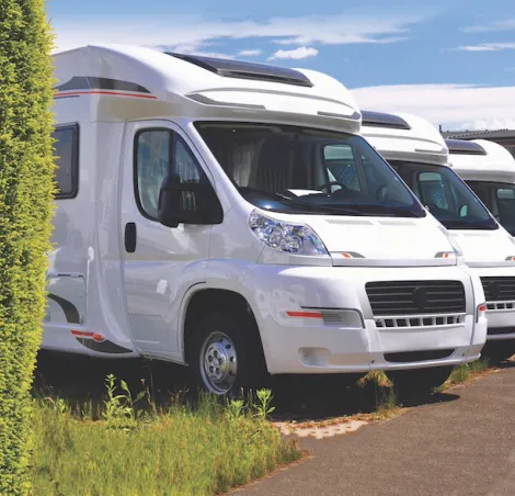 Motorhomes at a dealer