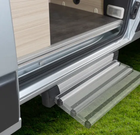 A motorhome step slid out