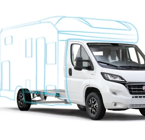 Fiat motorhome cab with pencil line body at the rear (credit Fiat)