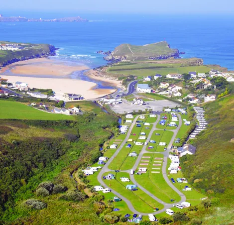 Porth Beach sits in a cove