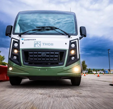 Thor's Hybrid Motorhome from the front