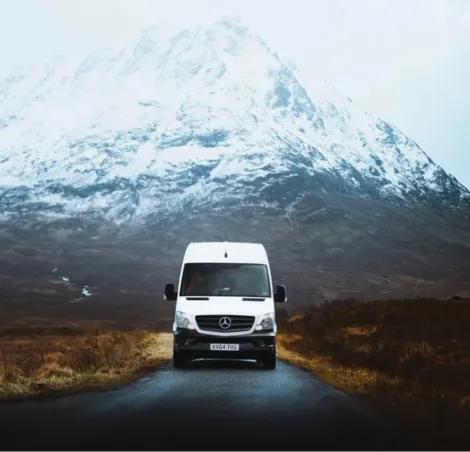 A campervan in winter