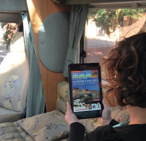 Reading a digital copy of MMM on a tablet on WiFi in a mtorhome