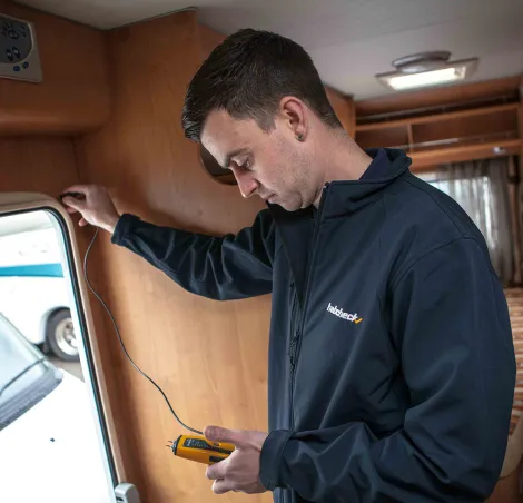 Checking a motorhome with a damp meter