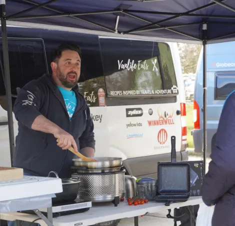 Vanlife Eats cooking demos at the Newbury Motorhome & Campervan show in May