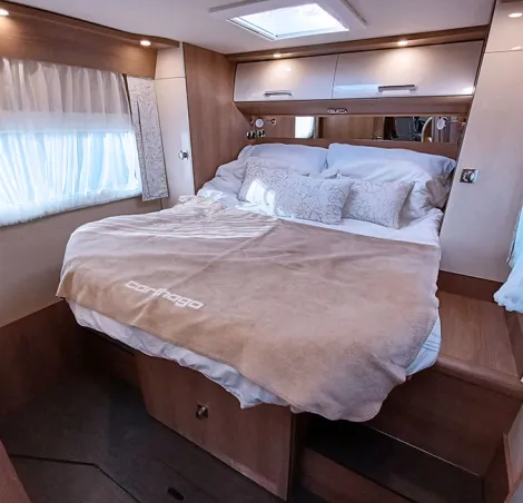 Carthago C2-tourer island bed as seen in I 148 RB-QB L Comfort model