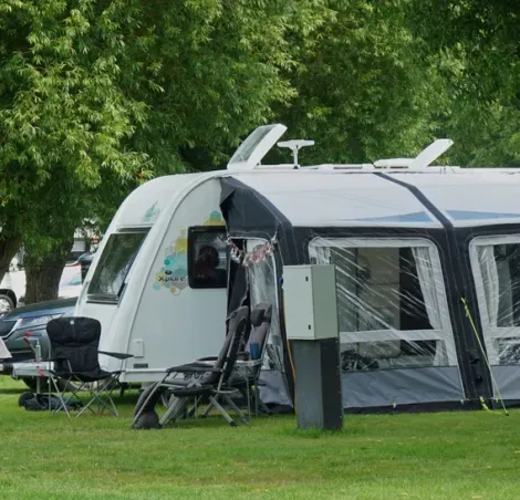 Caravan with awning