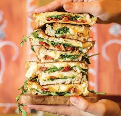 Two cheese and rocket panini
