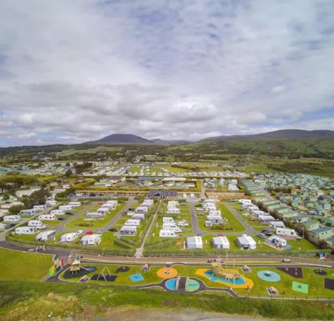 a drone shot of a UK caravan campsite