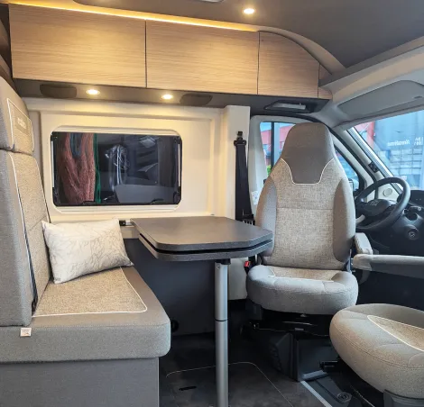 Malibu Relax Active lounge feels spacious because the kitchen doesn't intrude into the sliding door aperture