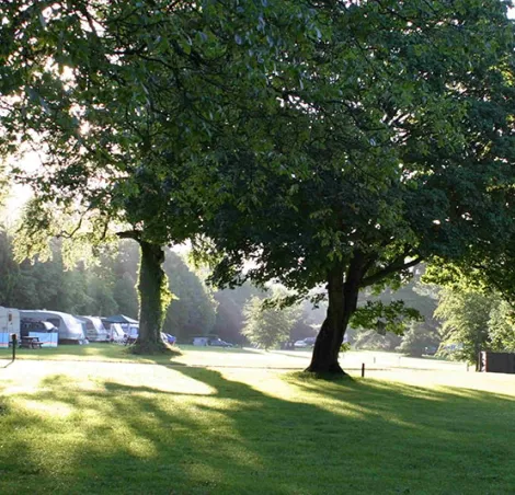 A caravan pitched in a campsite, dorset