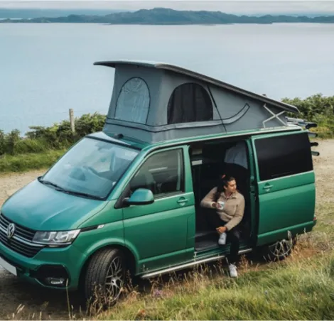 Campervan by a lake