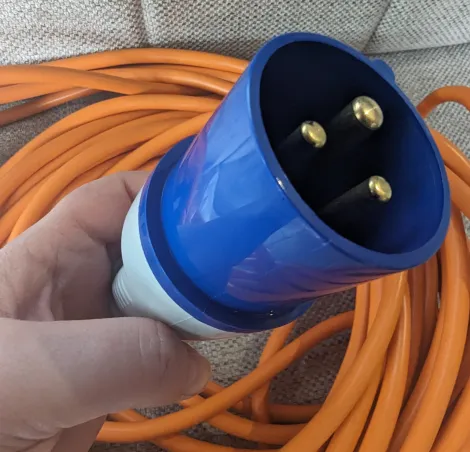 Disconnect the hook up cable before driving a motorhome off pitch