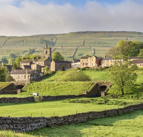 Early morning light over the picturesque market town of Hawes in the Yorkshire Dales