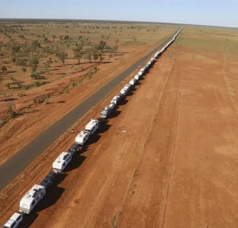 Barcaldine, Queensland, was the staging point for the Guinness World Record attempt for the Largest Parade of Camping Vehicles 
