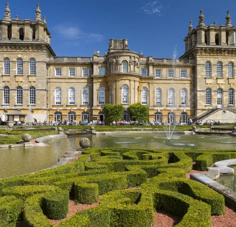 Blenheim Palace, UK - August 21, 2013: The Palace, the residence of the dukes of Marlborough, is a UNESCO World Heritage Site