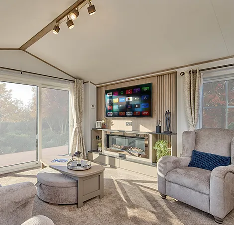 The spacious and luxurious lounge in the new Willerby Vogue. The manufacturer’s latest flagship model has been influenced by a survey of Willerby Owners’ Club members.