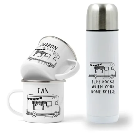 Personalised mug and flask set